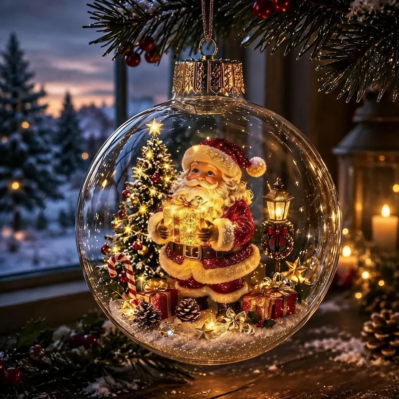 ChristmasOrnament – Glödande Julmini Vintervärld Husdekoration Prydnad