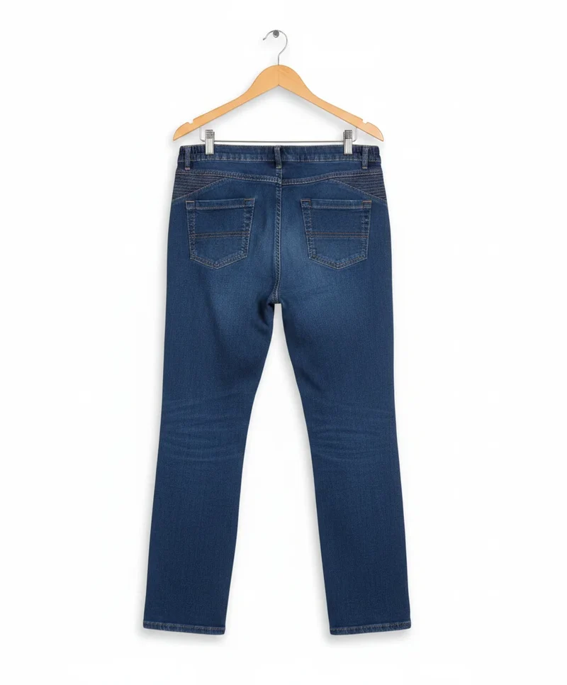 Mörkblå denimjeans med resårmidja
