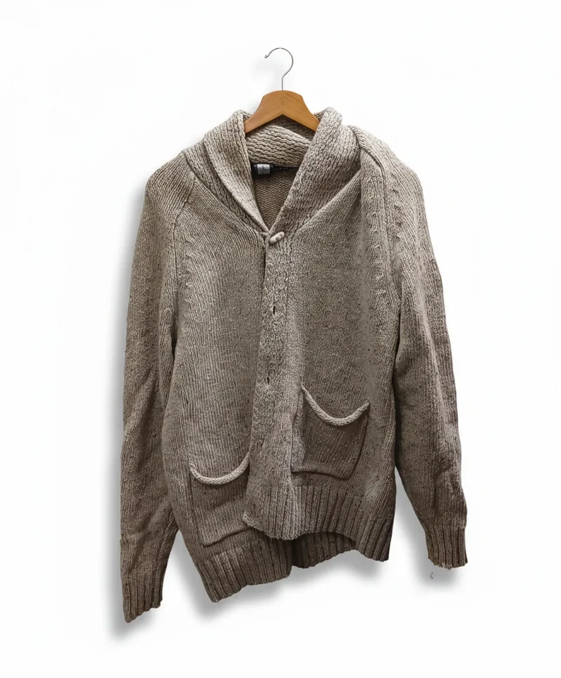 Pelle P beige stickad kofta med sjalkrage