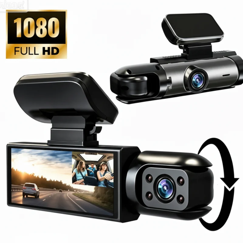 DashCamera - Fordonssäkerhetsdashboard Med Dubbelobjektiv Videokamera