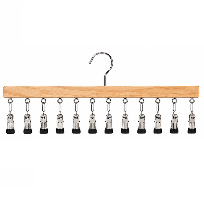 GlideHold® MultiHanger: Platsbesparande Trä Multi Clips Klädhängare
