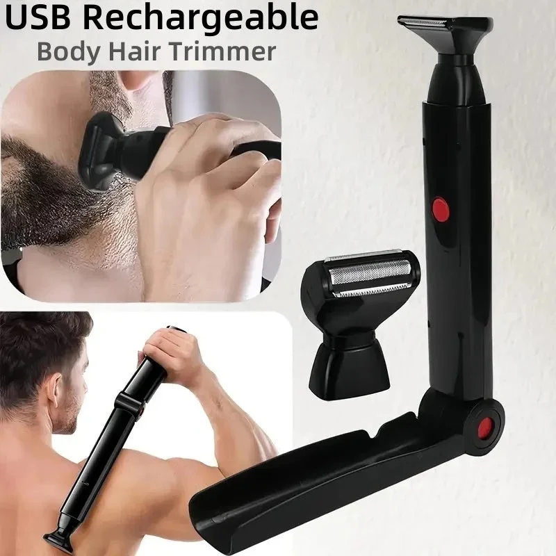 GroomingRazor - Bärbar Och Fällbar Rakapparat För Rygg Och Kropp, Uppladdningsbar