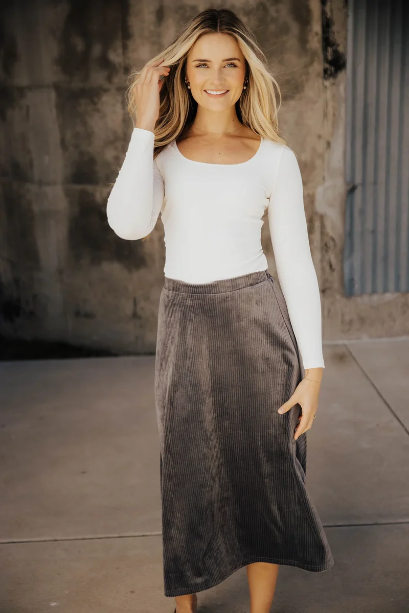 Velvet Cord Skirt