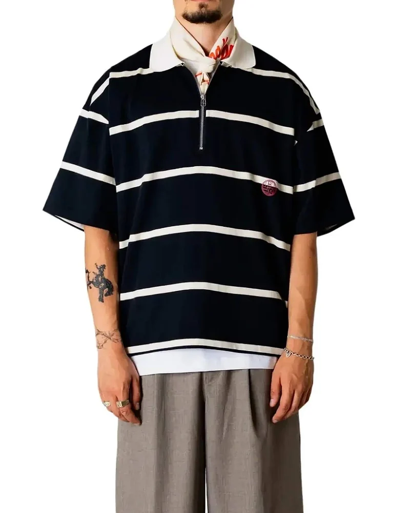 Hiro Stripe Zip Polo Pikétröja