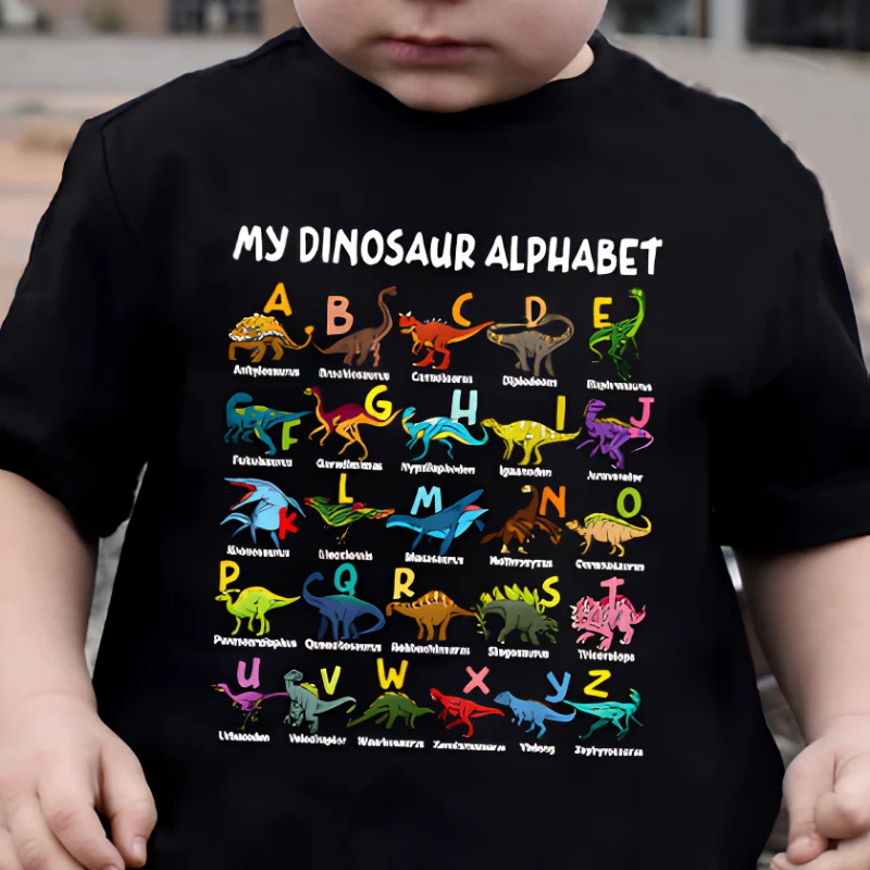 Kletshuts™ DinosaurShirt - Dinosaur Alfabet T-Shirt För Pojkar Och Flickor
