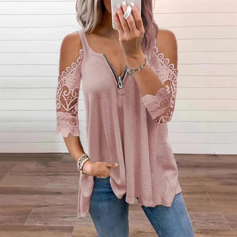 Icone™ FashionTop - Elegant Stilren Av-Skuldra Ärmdesign Mode Topp