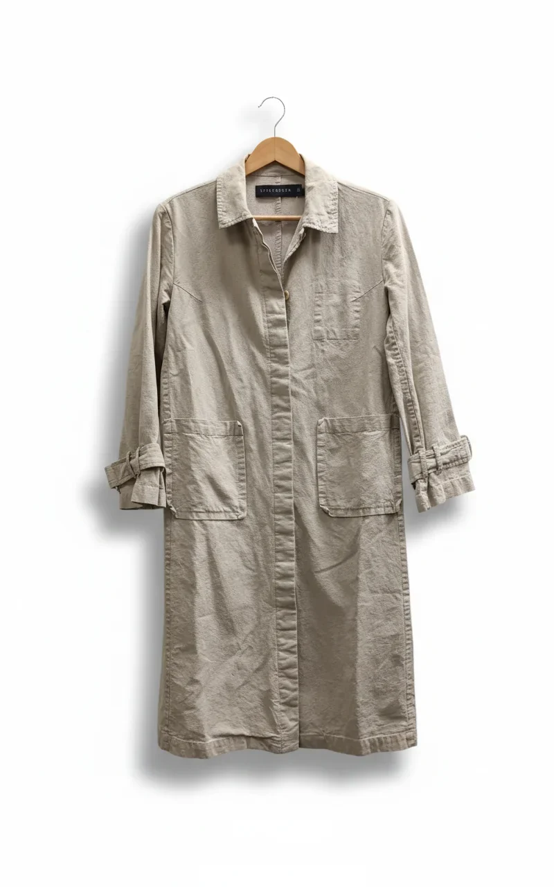 Never Denim beige kappa i linneblandning