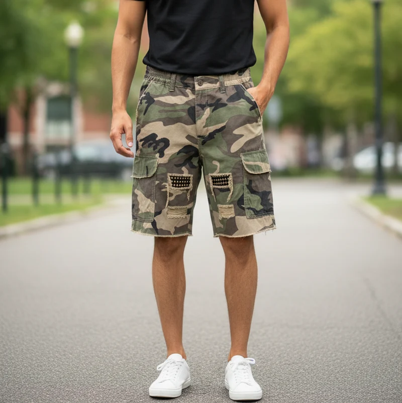 Icone™ CamoShorts: Avslappnade Kamouflage Cargo Shorts För Män