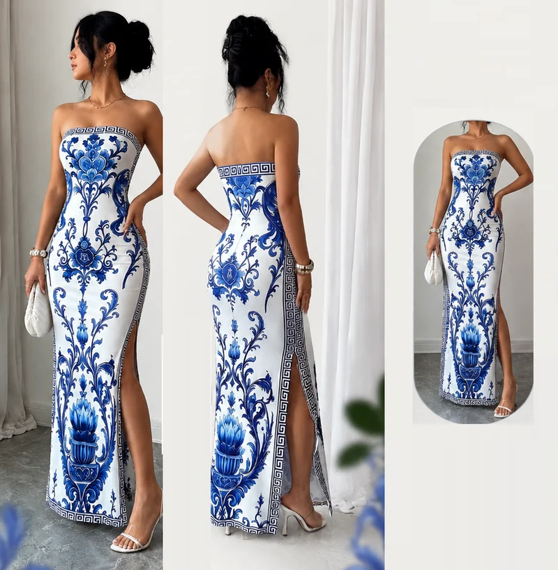 Icone™ ModernDress: Elegant Bodycon Passform Sommar Blomtryck Modern Klänning