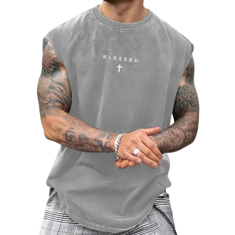 Icone™ SleevelessShirt - Herrens Löst Sittande Ärmlösa Korrta Grafiska T-shirt