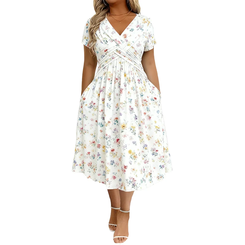 Icone™ SundayDress - Formell Söndagsblommig Midi-Klänning