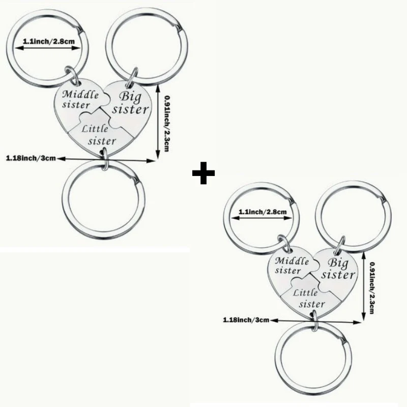 SisterhoodKeychain 1+1 GRATIS - Tre Dela Systerhood Sammanlänkade Nyckelringar
