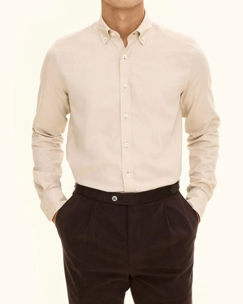 Slim Fit Brushed Flannel Skjorta