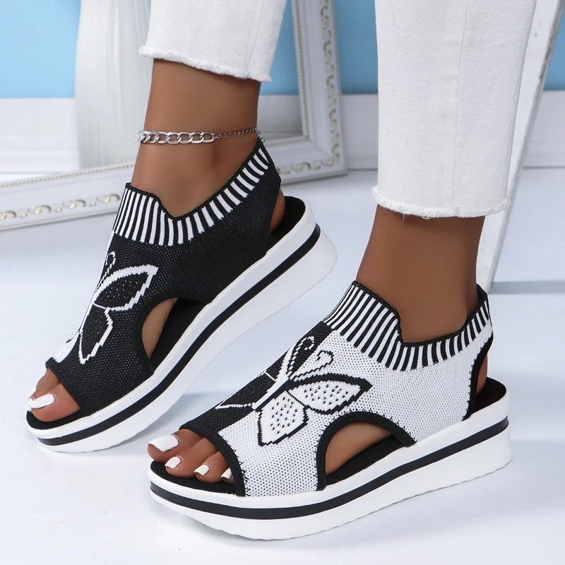 Happy™ ButterflySandals: Damens Avslappnade Peep-Toe Sandaler Med Fjärilsdesign