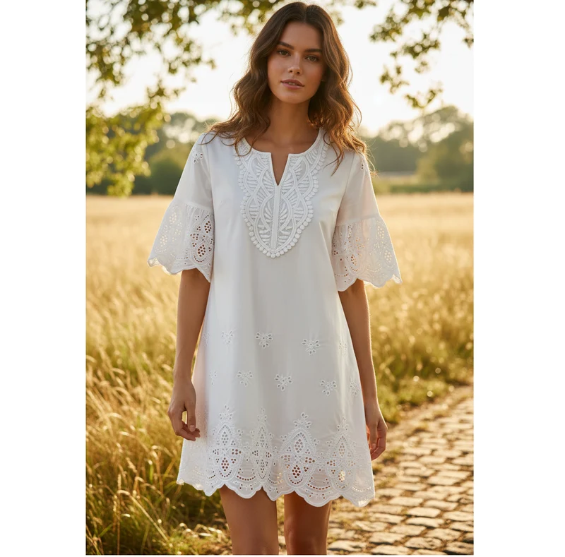 Icone™ WhiteDress: Avslappnad Elegant Vit Midi Sommarklänning För Kvinnor