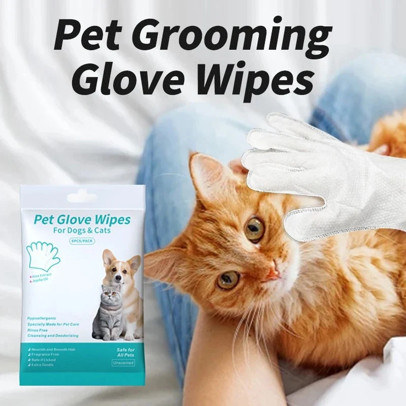 DogCatFri™ Handskar Wipes: Deodoriserande Handskar Wipes För Husdjursvård Och Rengöring