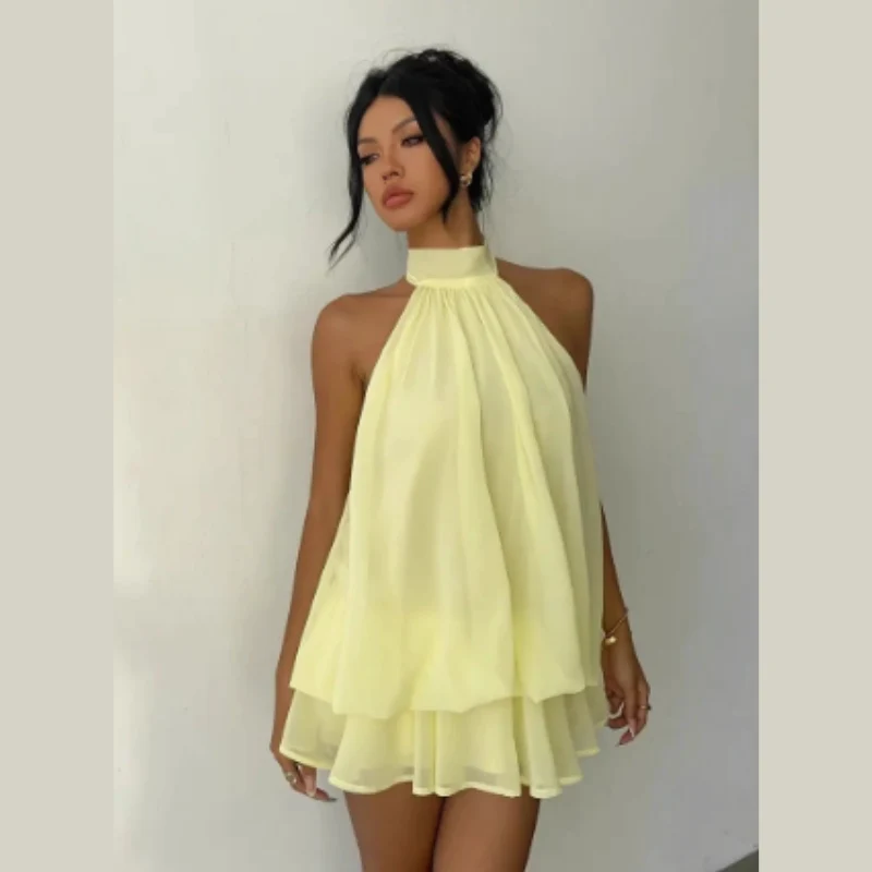 Icone™ GlamDress: Elegant Halterneck Lagerdesign Mini Glam Klänning