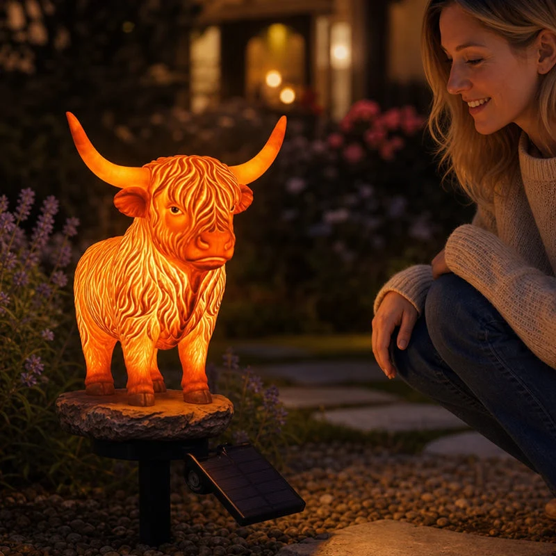 Ledsen™ CowLight - Solenergi Highland Cow Ornament Trädgårdsbelysning