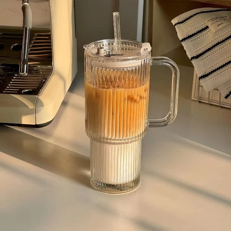 Globetrek° GlassTumbler: Stort Kapacitet Klart Ribbat Design Glas Tumbler