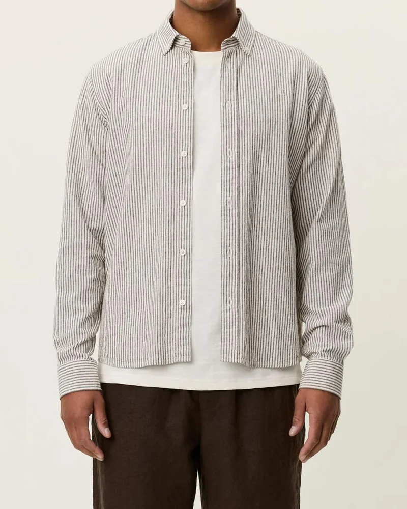Konrad Stripe Cotton Linen Skjorta