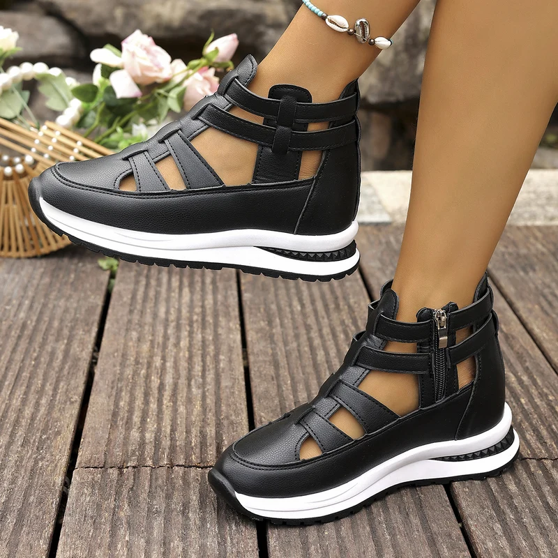 Happy™ ZipperWedge: Bekväm Sida Dragkedja Kil Sandaler