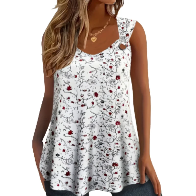 Icone™ SummerTop - Sommar Avslappnad Blommig Ärmlös Topp