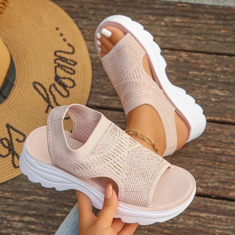 Happy™ ComfortSandals - Andningsbara Öppen Tå Komfort Plattform Sandaler