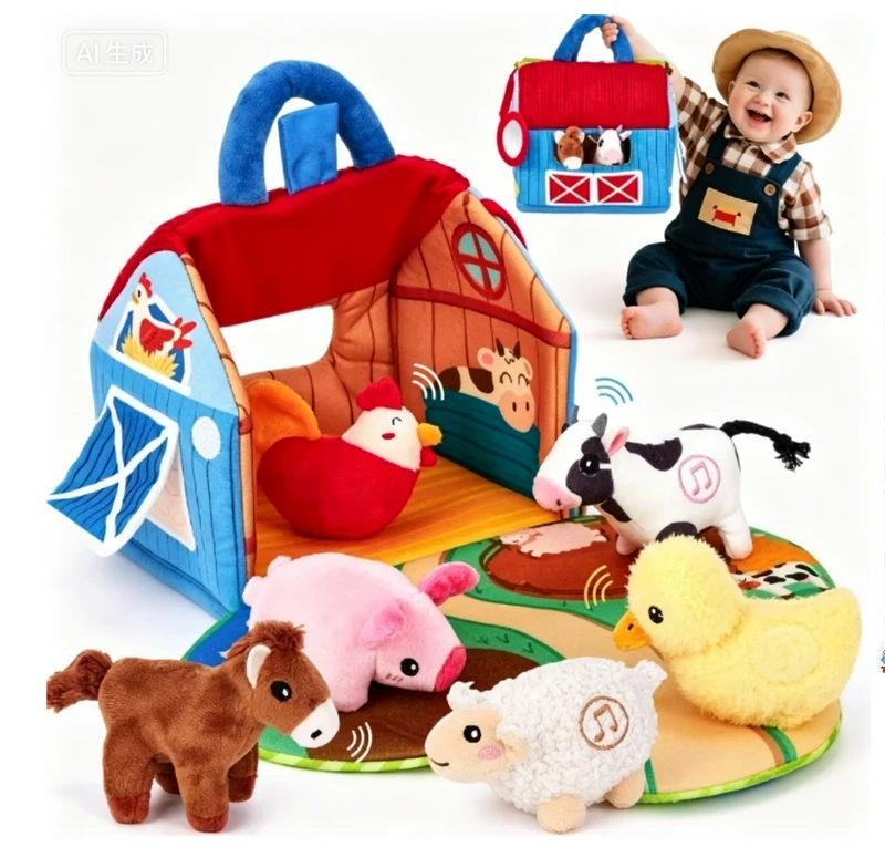 Kletshuts™ FarmPlayset: Interaktivt Lärande Leksak Med Portabel Lekstuga