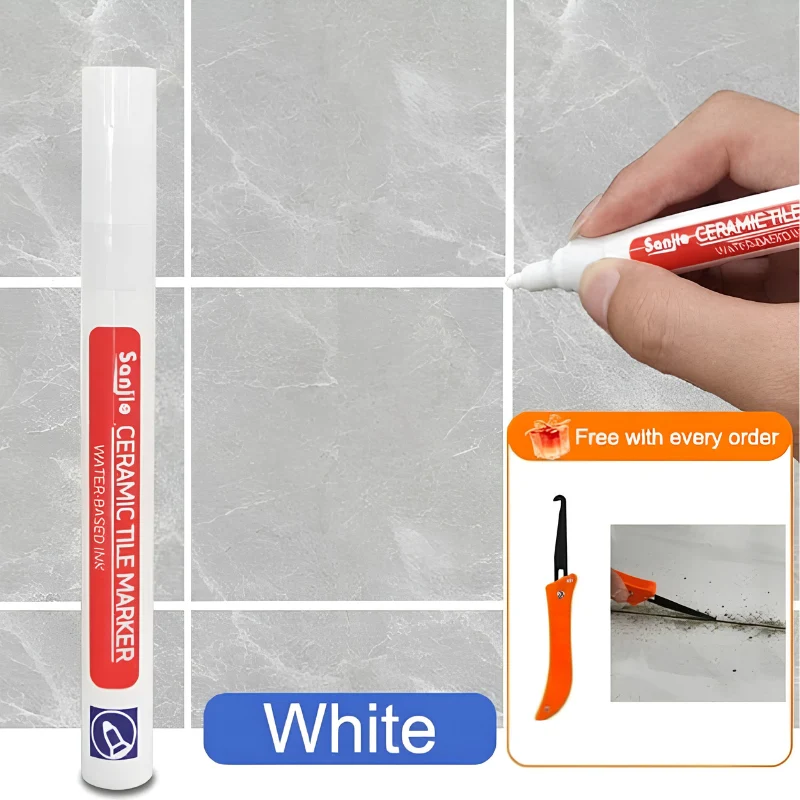 TileMarker 1+2 GRATIS - Anti-Mögel Keramisk Kakel Fogpenna Med Fogkniv