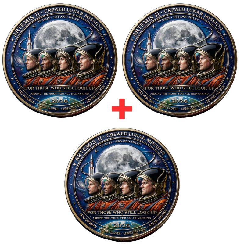 TributeCoin 1+2 GRATIS - Artemis II Månmissions Hyllning Mynt