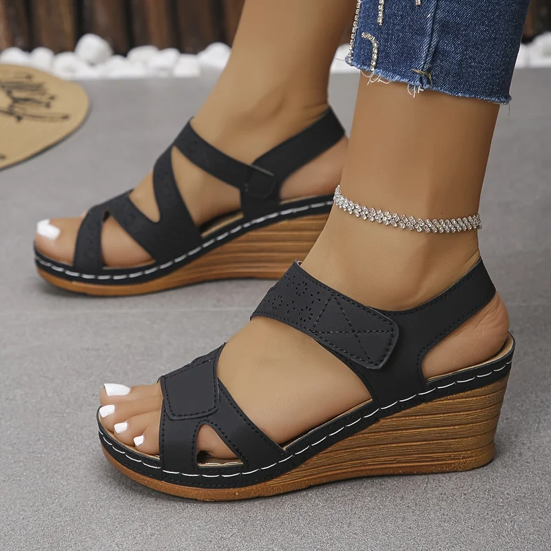 Happy™ ComfySandals: Pålitligt Stöd Ergonomiska Bekväma Kilsandaler