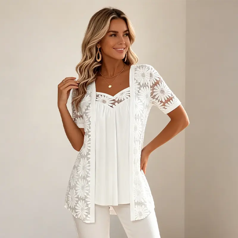 Icone™ LayeredBlouse: Kvinnors Elegant Sofistikerad Avslappnad Lager Blus