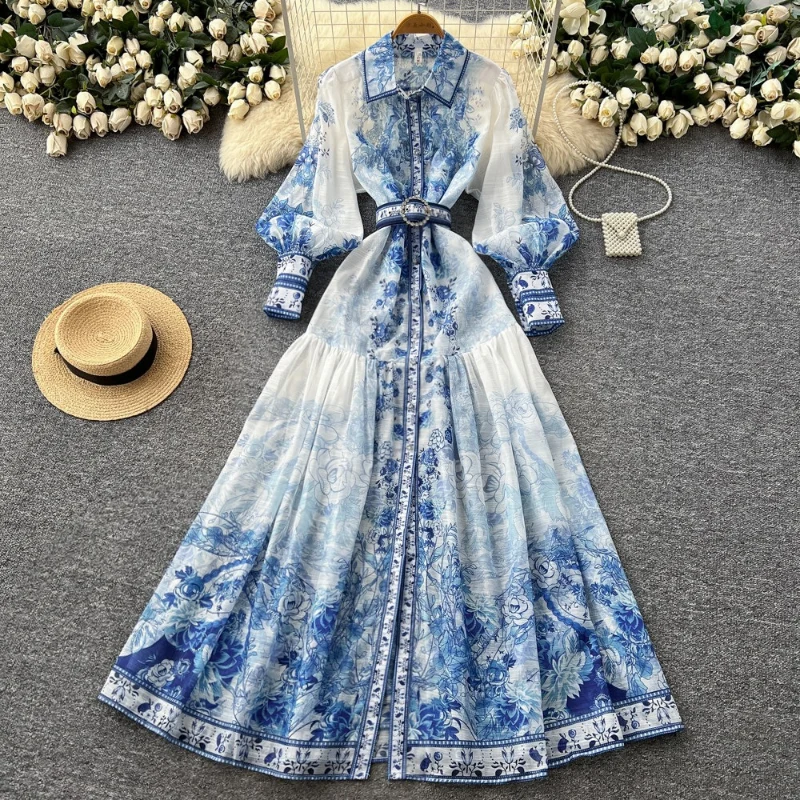 Icone™ BloomDress: Blommig Bloom Design Elegant Casual Midi Klänning