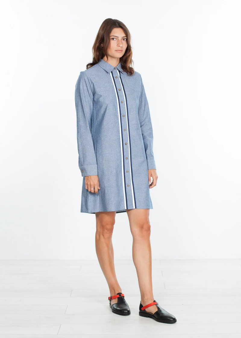 Chambray Shirtdress in Blue -UEB