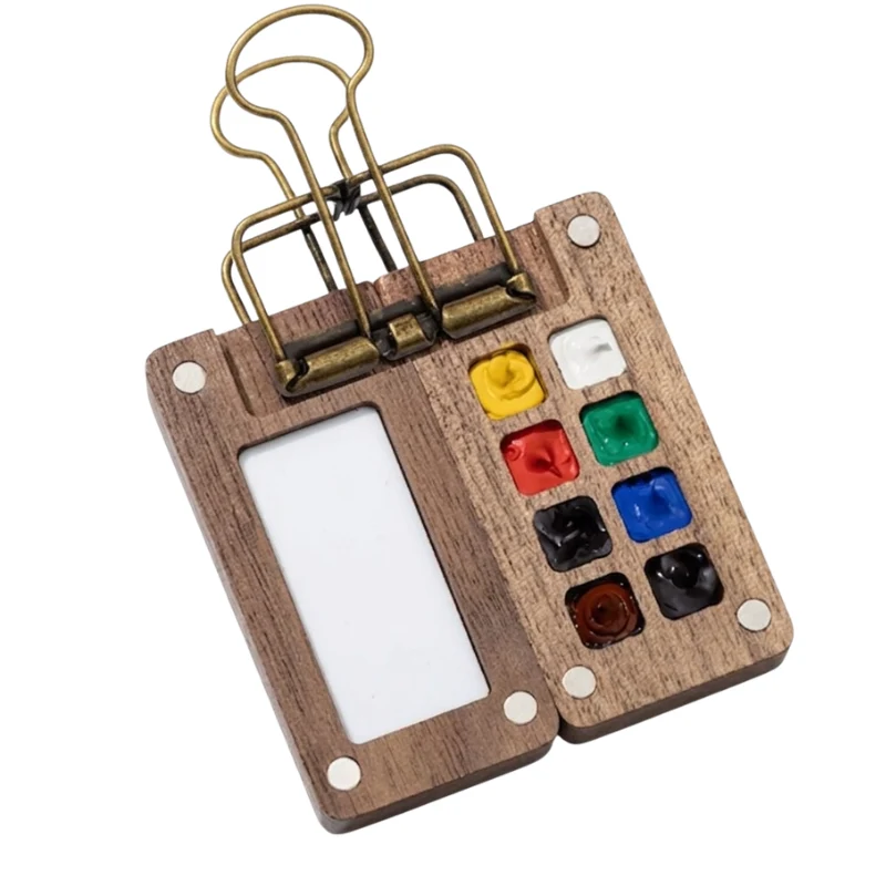 PaintPalette: Mini Trä Bärbar Konstnärs Målarpalett Låda