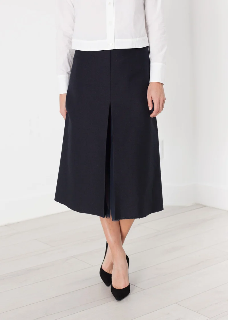 Tulle Pleat Skirt in Navy -UEB
