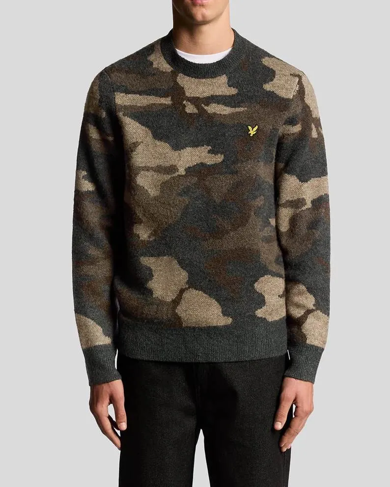 Brushed Camouflage Crew Neck Tröja
