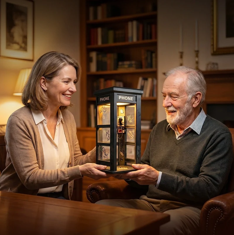 Ledsen™ TelephoneLamp: Vintage Miniatyr Telefonkiosk Lampa