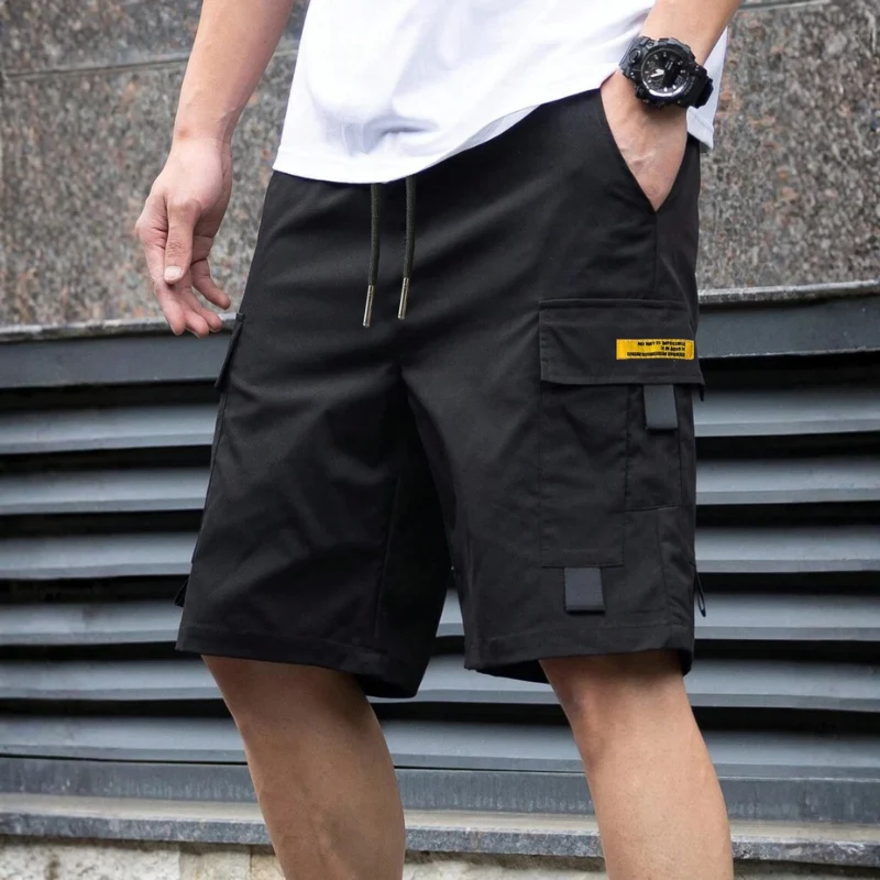 Icone™ DrawstringShorts: Avslappnade Cargo Multi Ficka Dragsko Shorts