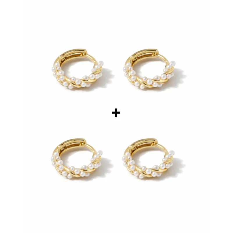 Jewelance™ TwistedEarrings 1+1 GRATIS: Eleganta Snurrade Hoop Pärlörhängen