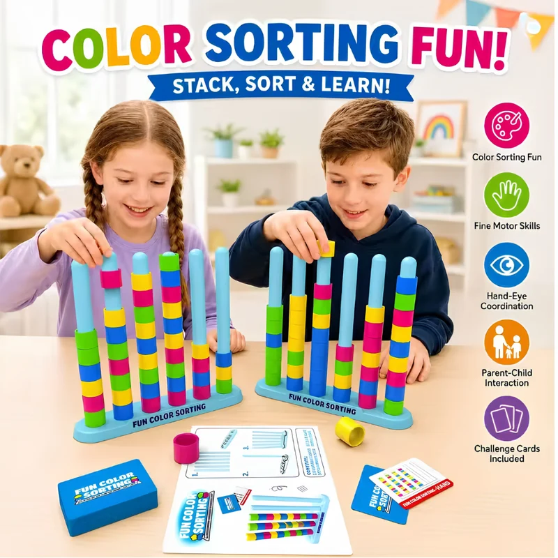 Kletshuts™ ColorStack: Färgstaplingsspel Utmaning Barnleksak