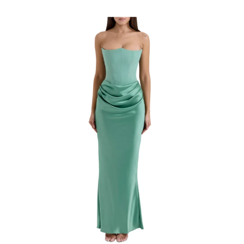 Icone™ VelvetDress: Strapless Maxi Elegant Bodycon Stil Sammet Klänning