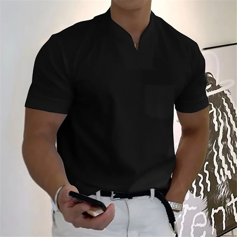 Icone™ MensShirt: Kortärmad V-ringad Design Herr T-shirt