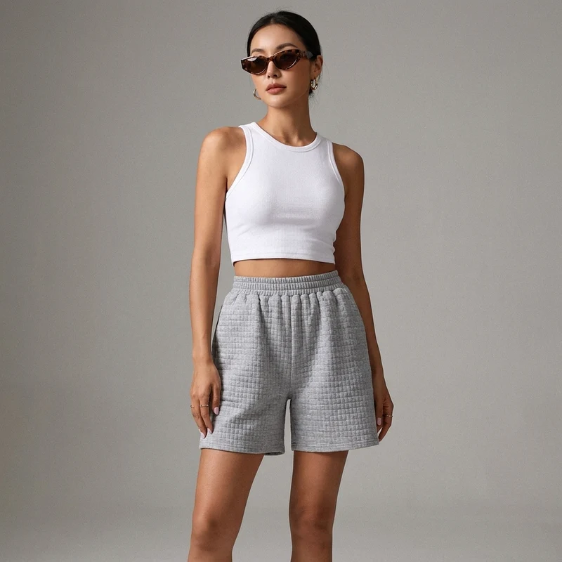 Short Taille Élastique Texturé