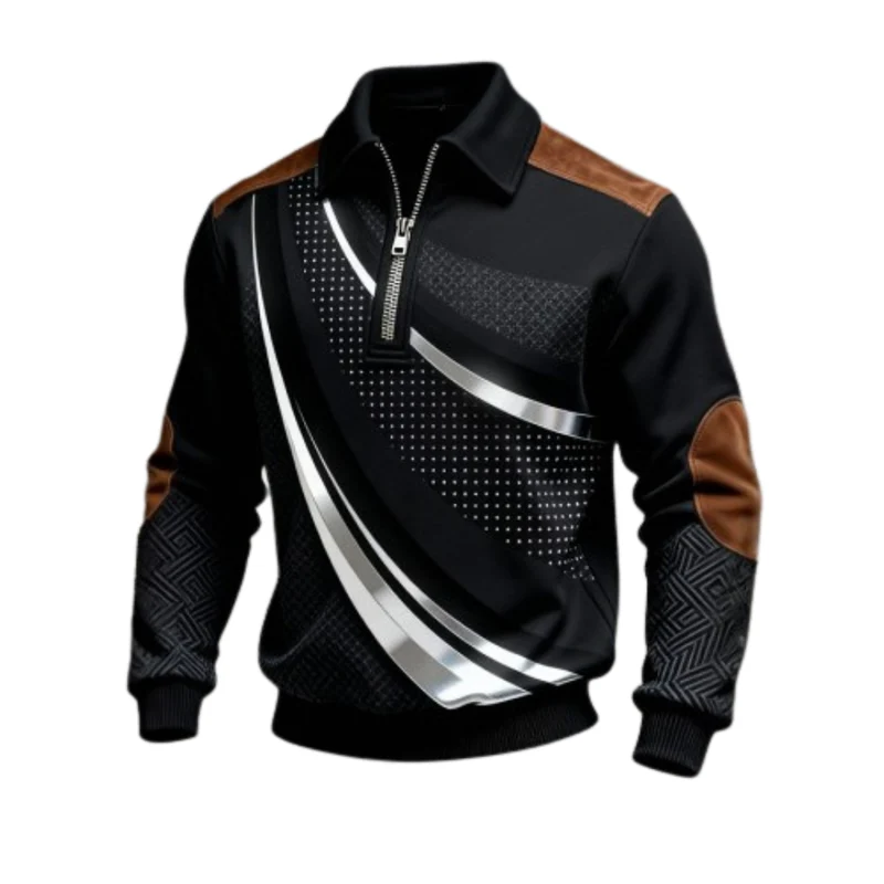 Icone™ CollaredSweatshirt: Stilren Tillfällig Halvblixtlås Krage Sweatshirt
