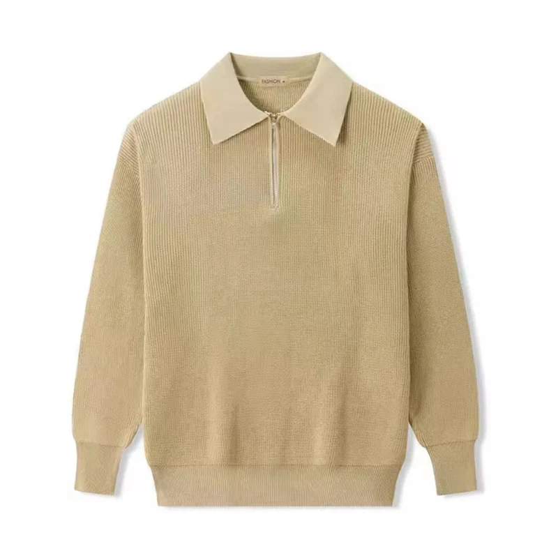 Icone™ PoloSweater: Avslappnad Krage Stickad Polo Tröja