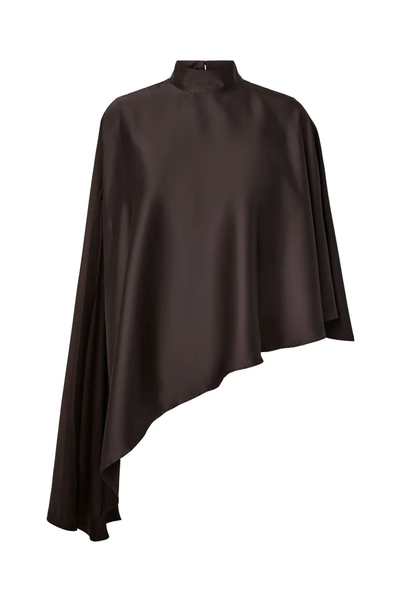 Yas - Yaspella High Neck Cape Top - 5237970 Chocolate Brown