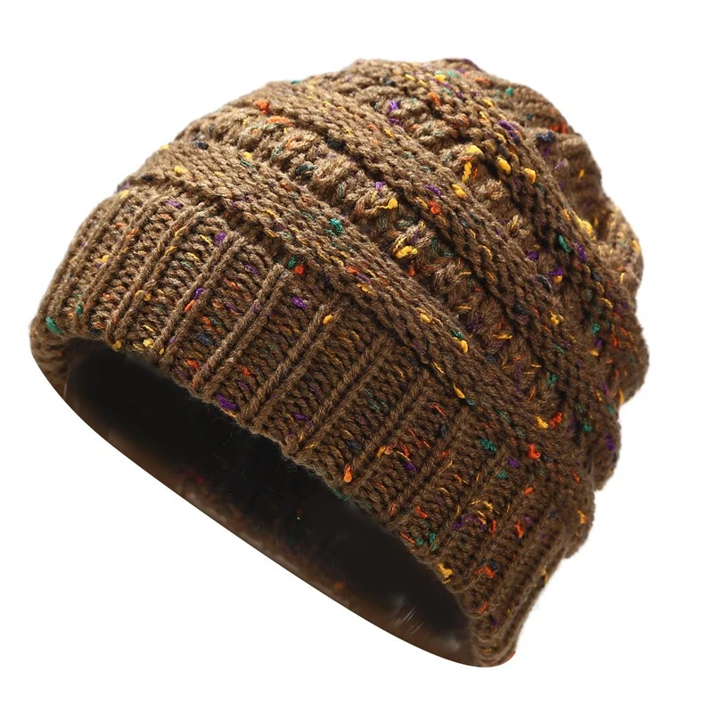 Ponytail Beanie Hat Winter Skullies Beanies Warm Caps Female Knitted Stylish Hats For Ladies Fashion