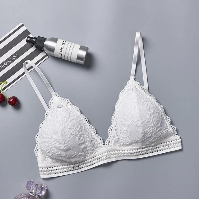Deruilady French Style Bralette Seamless Deep V Lace Girl Women Bra Wireless Thin Underwear Sexy Lingerie Soft Bras For Women