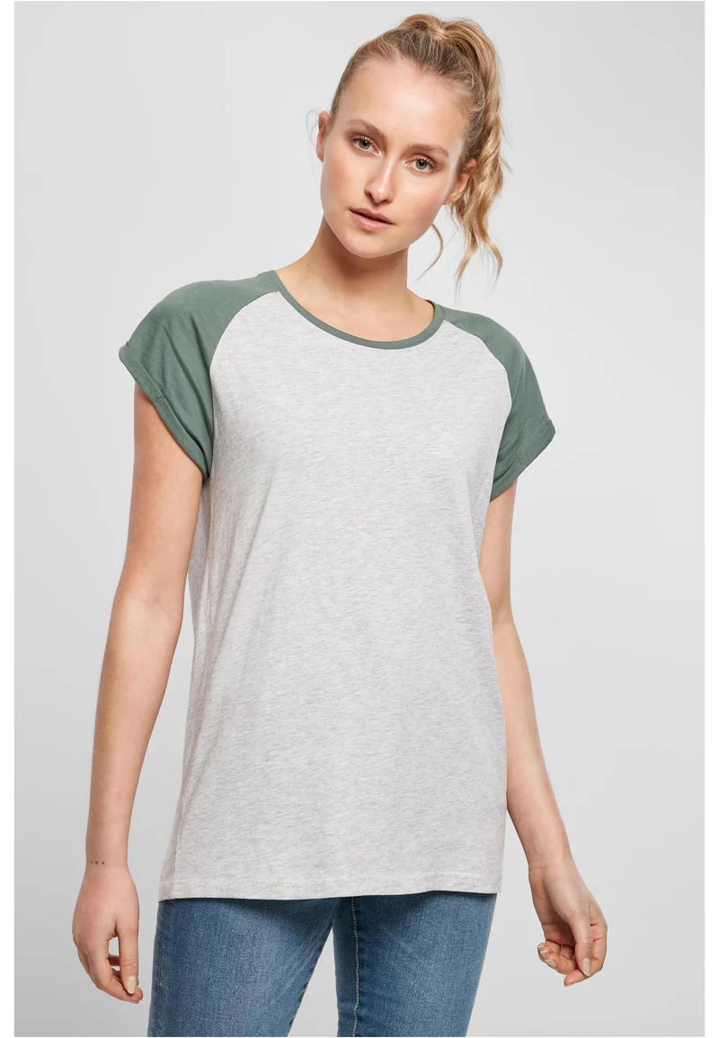 Ladies Contrast Raglan Tee Lightgrey/Paleleaf M